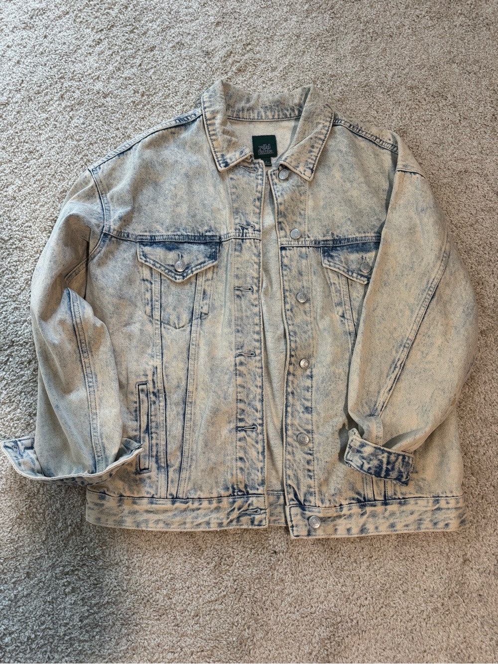 Wild Fable Vintage-Inspired Light Acid Wash Denim Jacket - Neutral Blue